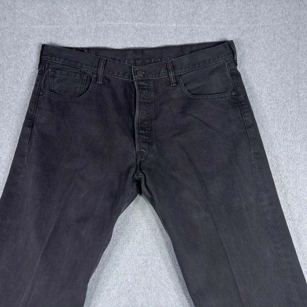 Levi's 501 Mens Jeans Black Button Fly Straight Leg Fits 38x29